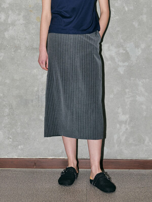 Stripe Long Skirt Grey