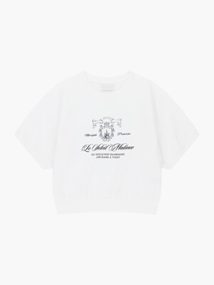 Women Classic Castle Graphic Half Sweat Shirts [OFF WHITE]