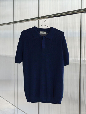 Hidden Collar Knit_Blue