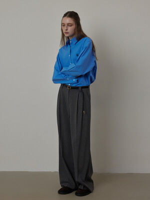 Back-banding Two-tuck Semi Wide Slacks Pants