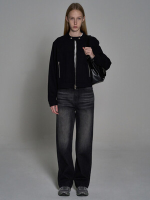 Regular Brushed Denim Pants_Black