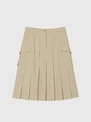 WHOLE PLEATS MIDI SKIRT (2COLORS)