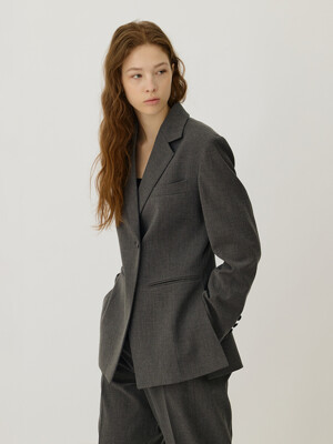 MARGUAX hourglass fit semi-double tailored jacket_Charcoal Grey