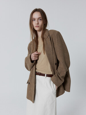 Oversized Wool Blazer Jacket_Brown