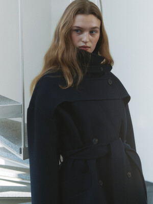 comos 1275 cape half double coat (navy)