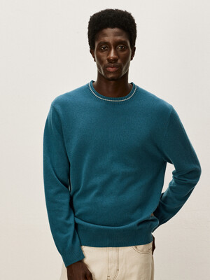 [Murray Allan]Contrast round pullover_ Emerald green M43MPU006EE