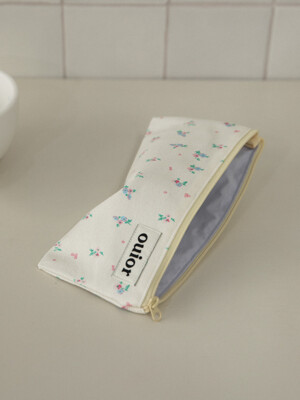 ouior flat pencil case - pastel ivory (topside zipper)