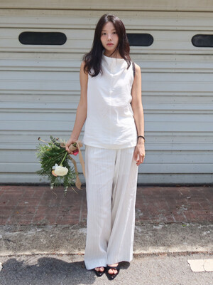 SIPT7159 린넨 블렌드 ST 슬랙스_White