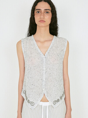 STUDDED WESTERN VEST_ONZI EDITION, GREY