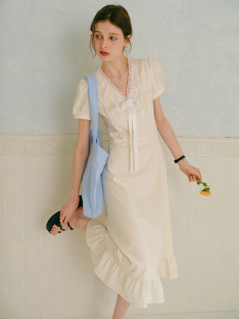 ★Cest Moidew★ Cest_Pink roses ruffled camisole dress 쎄무아듀]Cest_Pink roses ruffled camisole dress