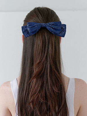 paisley ribbon pin - midnight blue