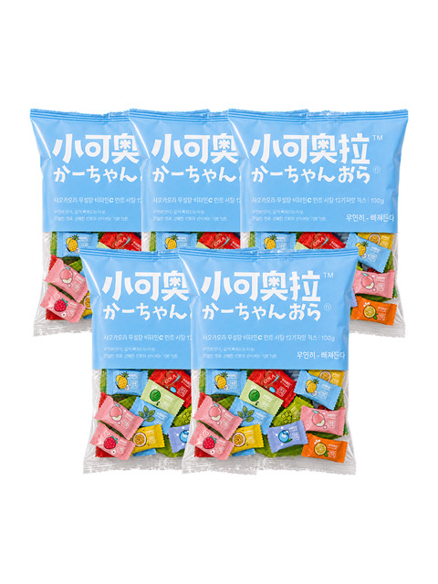 샤오커오라 사탕 무설탕 비타민C 12가지맛 과일 믹스 베트남 민트 캔디 100g x 5개