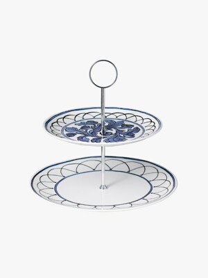 Heritage Blue Bird 2 Tiered Cake Stand