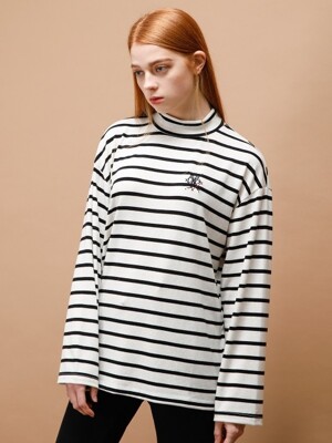 STRIPE HALF TURTLENECK T-SHIRT_IVORY