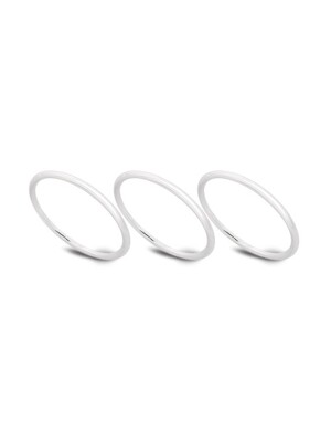 Simple Layered 3set Silver Ring