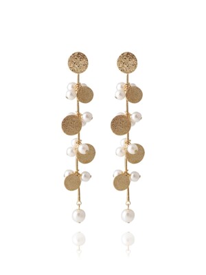 Gold Plate With Pearl Cluster Earrings