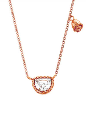 Half-moon White&Rose Necklace (rose gold)