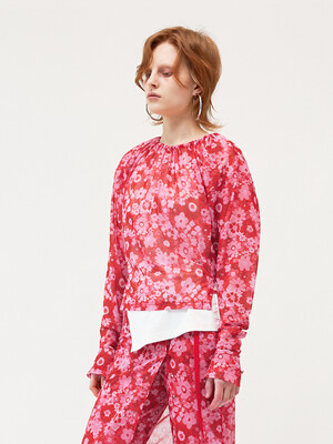 Flower Print Blouse (Pink)