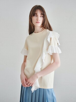 FLOUNCE RUFFLE T-SHIRTS_BEIGE