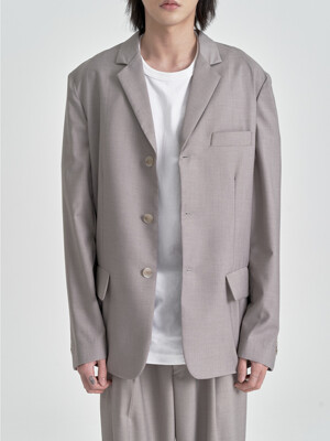 3Button Blended Jacket (Grayish Beige)