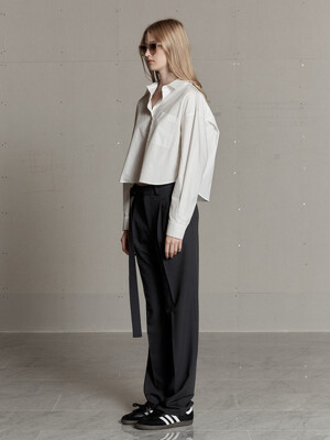 MARINA Back Printed Crop Over Fit Shirt_White