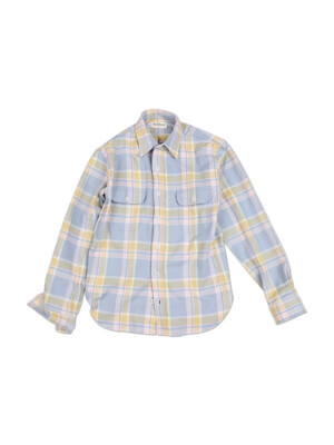 TOISON CHECK FLANNEL SHIRTS - P/BLUE