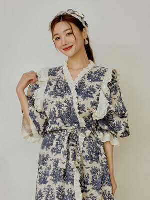 여성 로코코 선염코튼 로브가운 잠옷(세안밴드포함)