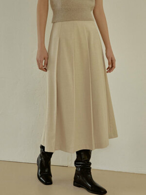 Low pleats skirt (beige)