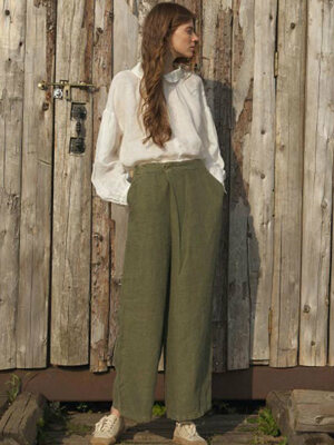 Fresh Linen Natural Dyed Wide Wrap Pants