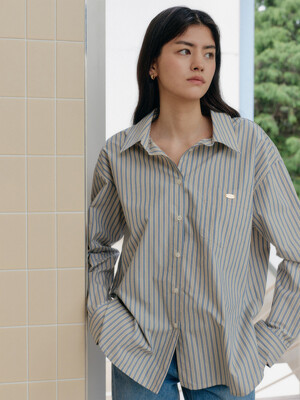 CHARM STRIPE SHIRT_BEIGE