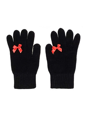 Ribbon Wool Gloves [Red Ribbon]
