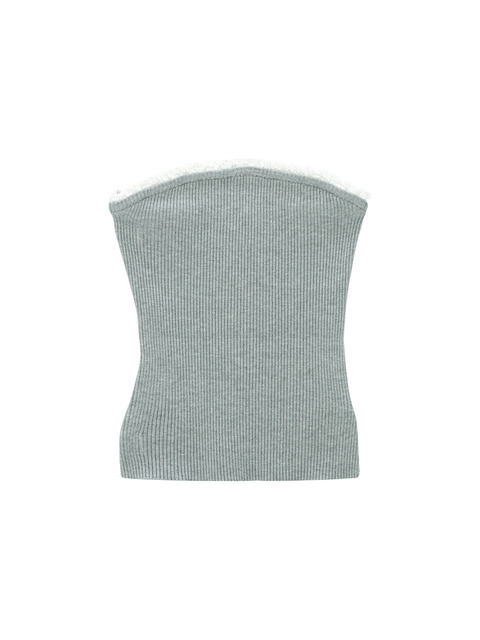 니트,티셔츠 - 샐러드바구니 (SALADBAGUNI) - Logo Frill Knit Tube Top_gray