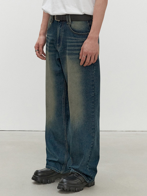 팬츠,데님,데님 - 데케트 (DECET) - Mid Rise Wide Jeans DCPT027YLBlue