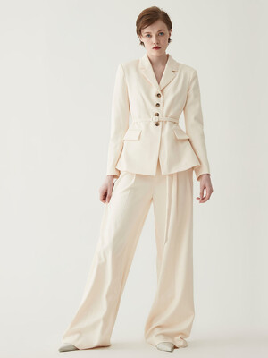 Belted Tailor Jacket- Ivory