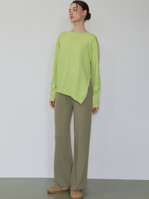 Asymmetric cashmere wool sweater  APPLE GREEN