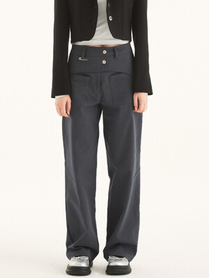 TWO BUTTONS PANTS IN DARK NAVY