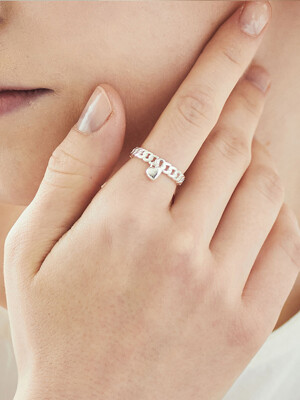 silver heart chain-ring
