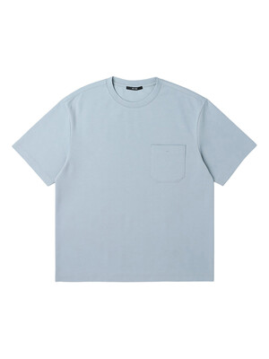 남성 리싸이클 분또 변형 포켓 반팔 라운드 티셔츠 (LT-BLUE) (HA4ST90-42)