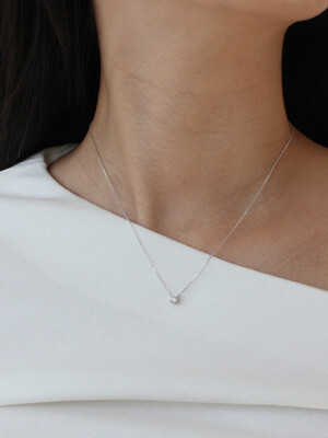 [White gold] Basic Cubic Necklace (L)