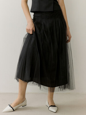 DRAW GLISSE SKIRT BLACK