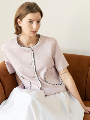 Tweed frill jacket_Pink