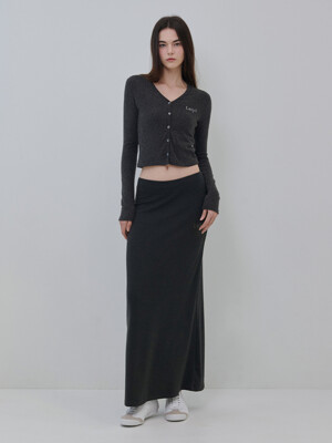 lazy soft touch long skirt (Charcoal)