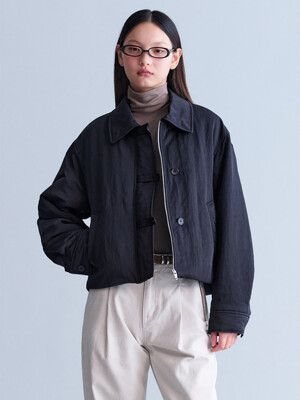 Volume Sleeve Short Padding Jacket  Black (KE4938M015)