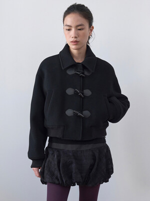 SHORT DUFFLE WOOL COAT_BLACK