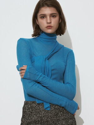 WOOL PINTUCK TURTLE NECK_5color/ BLUE