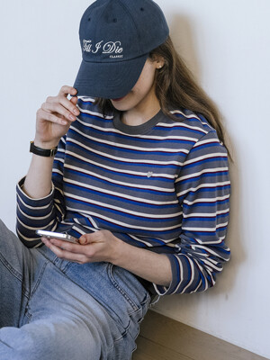 Mix stripe heart logo t-shirt_Blue