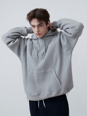 [25SS clove] Waffle Hooded Pullover_Men (Melange Grey)