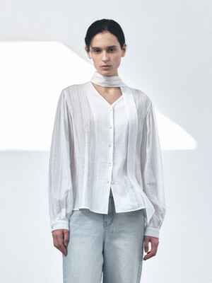 TVS COTTON SCARF BLOUSE_2COLORS