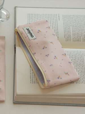ouior flat pencil case - pastel pink (topside zipper)