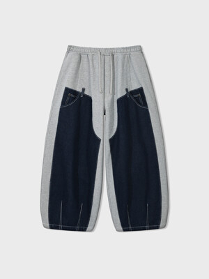 Denim Double Sweat Balloon Pants - Melange Grey